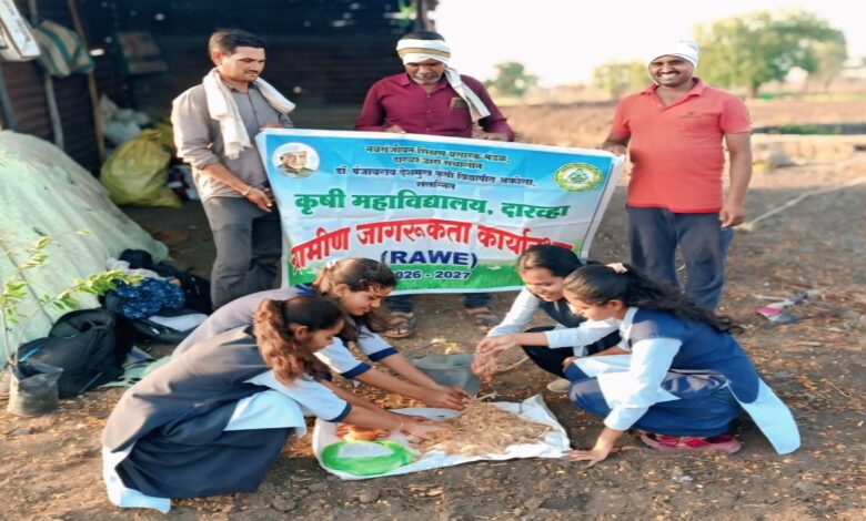 Photo of शेलोडी येथे कृषि कन्यांकडून युरिया उपचारित चारा निर्मितीचे प्रात्यक्षिक